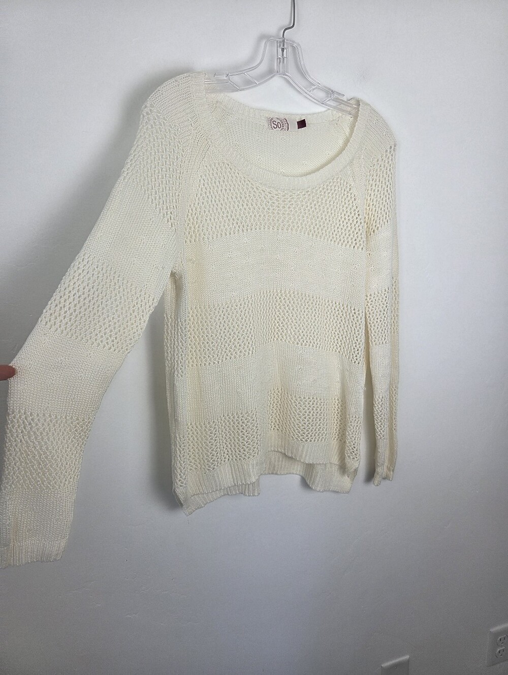 So. White Loose Knit Sweater Top Beachy Boho Ethereal Fairy Academia Angelic XL